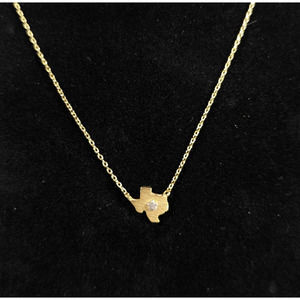 Dainty Small Gold Tone Texas State Shaped Necklace on Cable Chain 17in